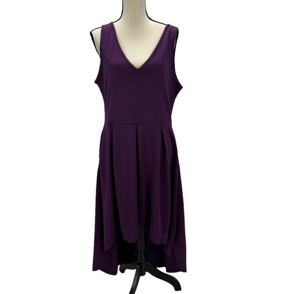 24Seven Comfort Apparel Sleeveless Hi-Low Tank Midi Dress - Purple - size XL - Picture 1 of 10